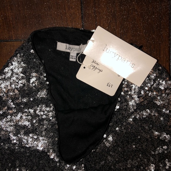 Silver Glitter Leggings - Picture 2 of 2